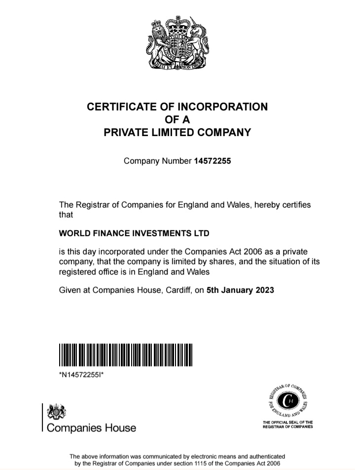 Investment Certificate